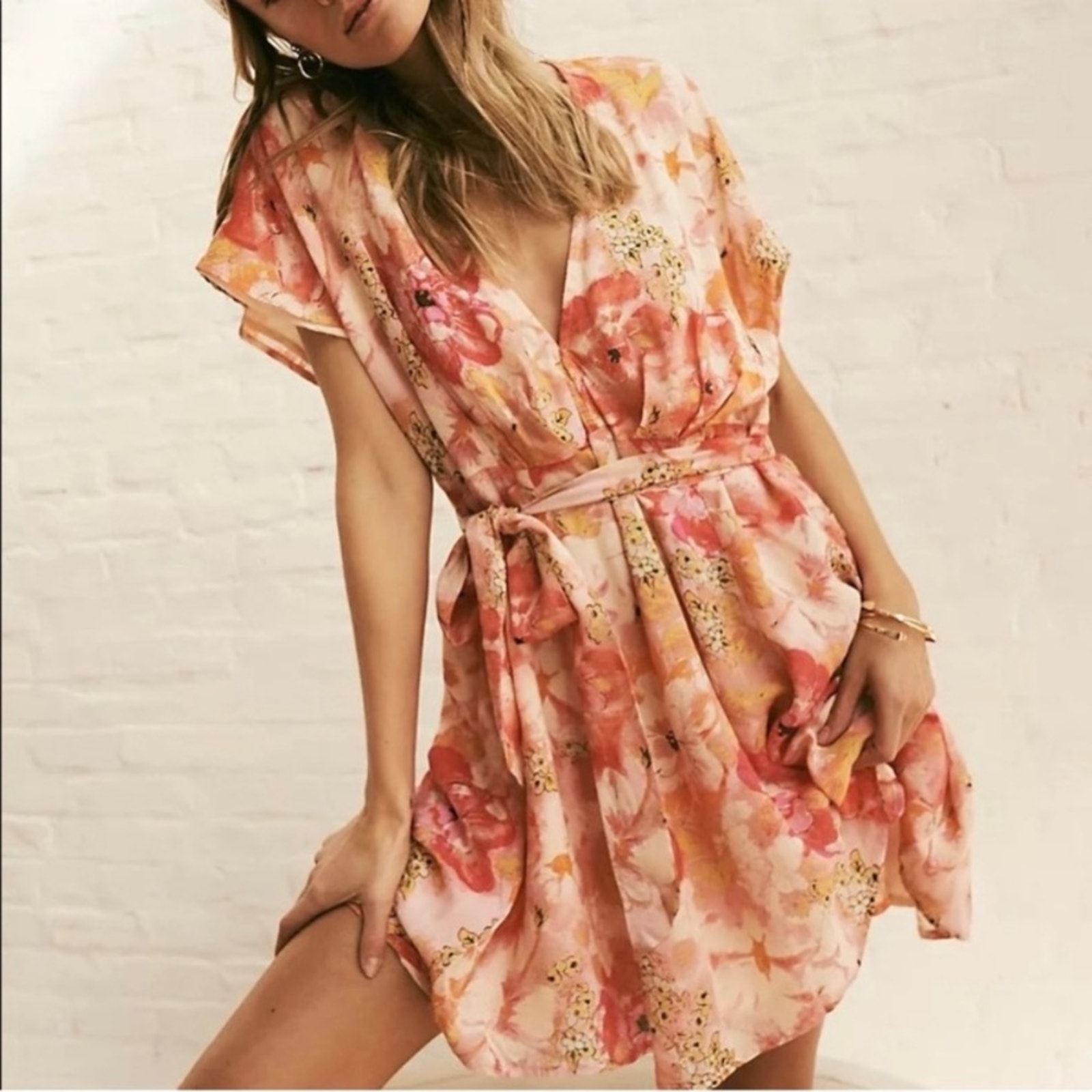 Nwt Free People Freddie Tie Waist Mini Dress Xs